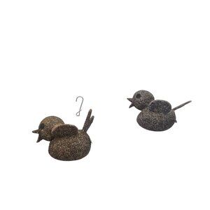 Frankel Sasso Vintage Bird Ornaments Set of 2 Glitter Hanging Holiday Decor